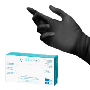 "All4med" vienkartinės nitrilinės pirštinės, juodos spalvos, M dydis