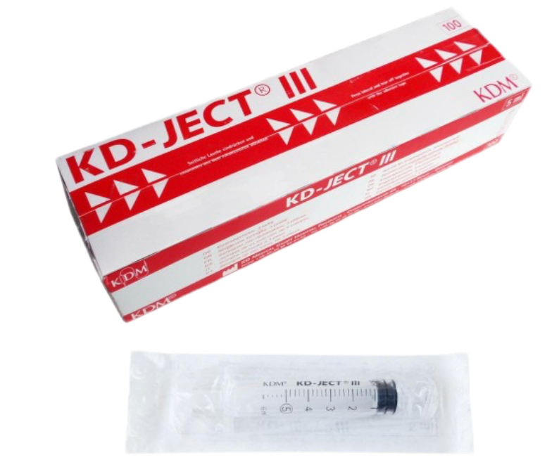 3 dalių švirkštai KD-JECT III 5 ml, LUER LOCK, 100 vnt.