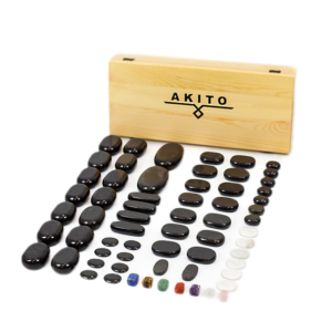 „Akito“ bazalto masažiniai akmenys - 64 vienetų rinkinys