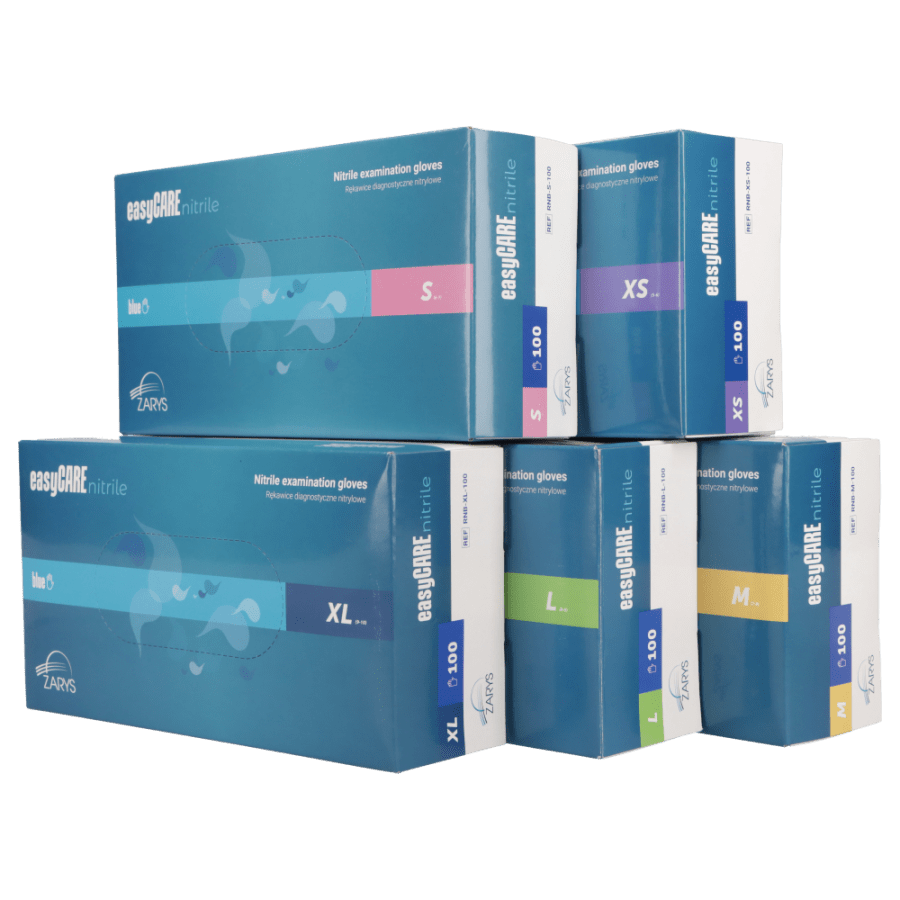 "easyCare BLUE" nitrilinės pirštinės be pudros, L dydis 100 vnt.